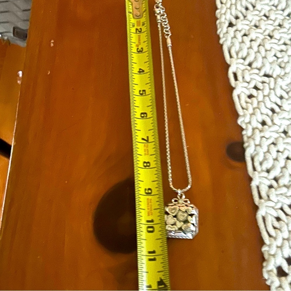 Brighton Square Pendant with Silver Hearts Necklace comes with Cloth Bag Retired - Picture 8 of 12